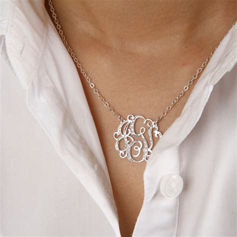 monogram necklace for women.